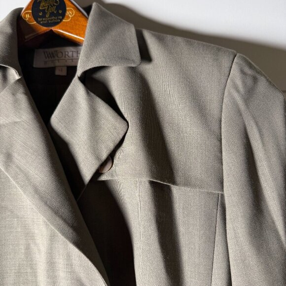 Worth Petite Double Breasted 100% Wool Jacket Taupe/Khaki Size 4 - Picture 6 of 8